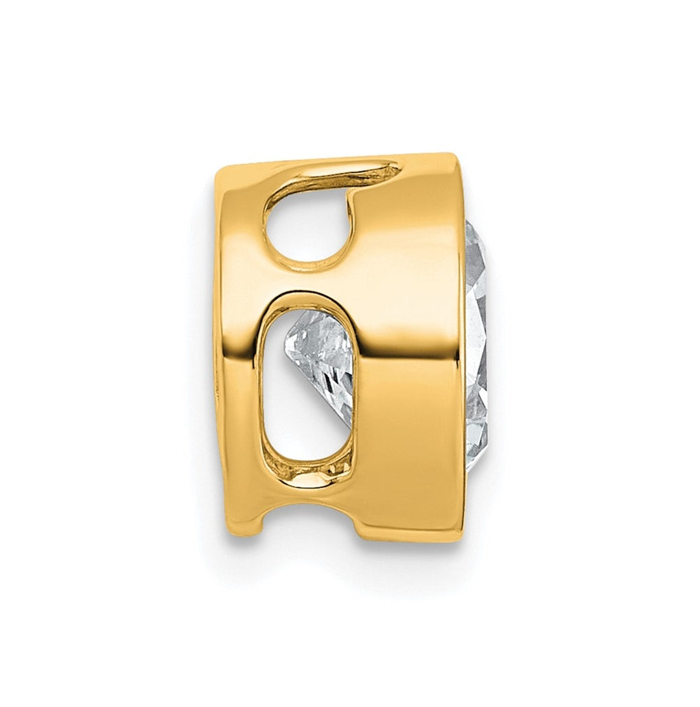 14K Yellow Or White Gold Lab Grown Diamond VS+ F+ Round Complete Bezel Set Chain Slide Pendant