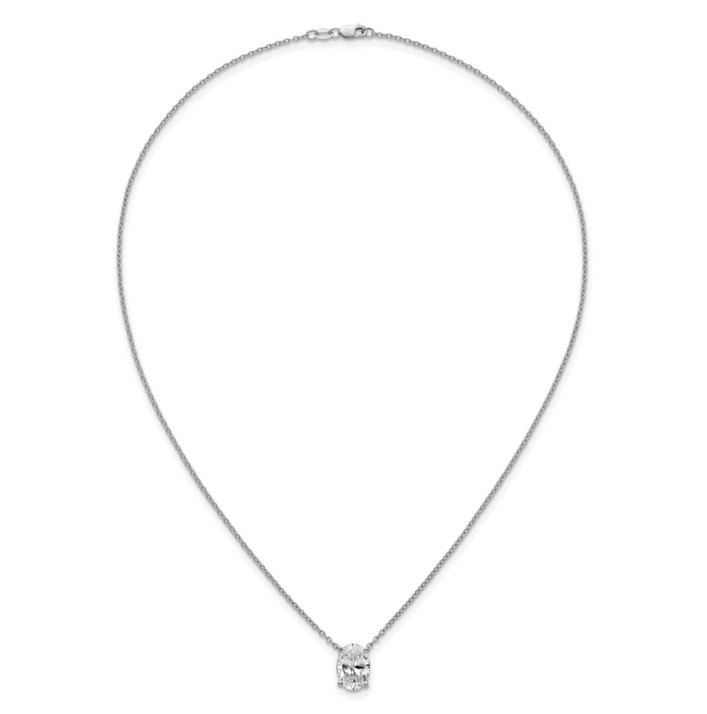 14K Yellow Or White Gold Certified Lab Grown Diamond VS+ F+ Oval Complete Four Prong 18 inch Pendant Necklace