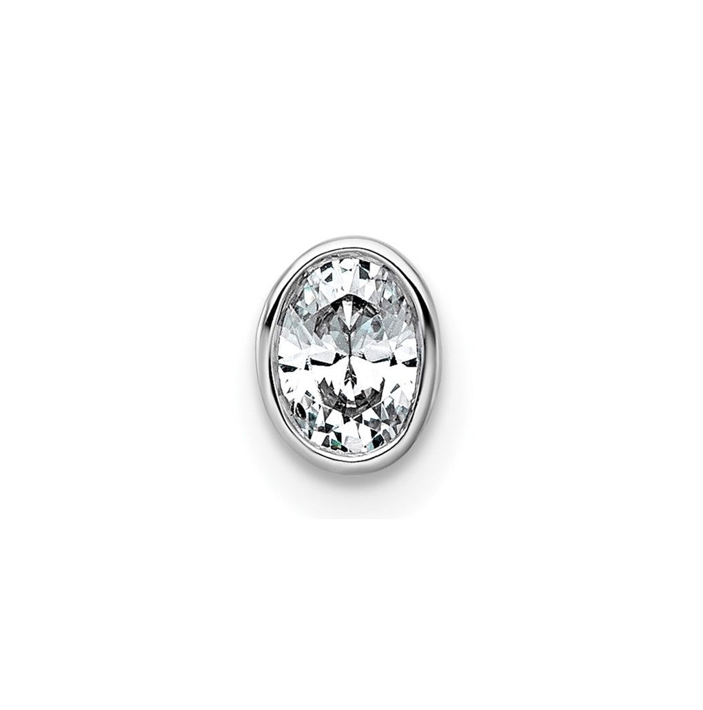 14K Yellow Or White Gold Lab Grown Diamond VS+ F+ Oval Complete Bezel Set Chain Slide Pendant
