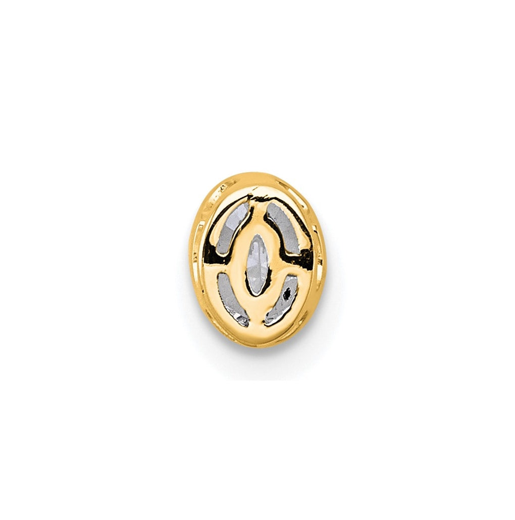 14K Yellow Or White Gold Lab Grown Diamond VS+ F+ Oval Complete Bezel Set Chain Slide Pendant