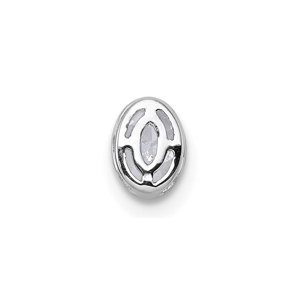 14K Yellow Or White Gold Lab Grown Diamond VS+ F+ Oval Complete Bezel Set Chain Slide Pendant