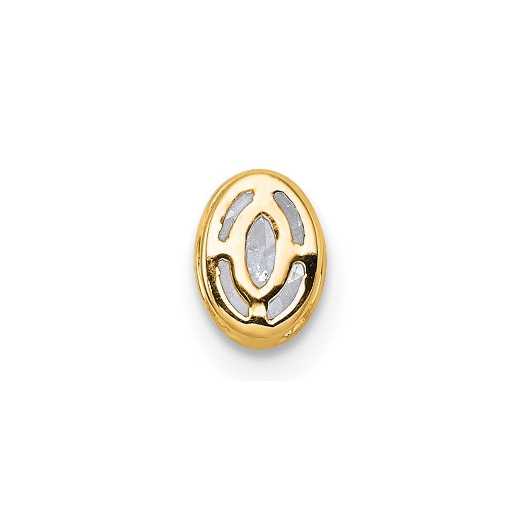 14K Yellow Or White Gold Lab Grown Diamond VS+ F+ Oval Complete Bezel Set Chain Slide Pendant