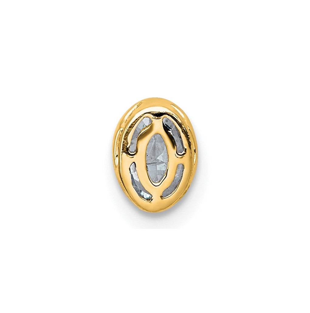 14K Yellow Or White Gold Lab Grown Diamond VS+ F+ Oval Complete Bezel Set Chain Slide Pendant