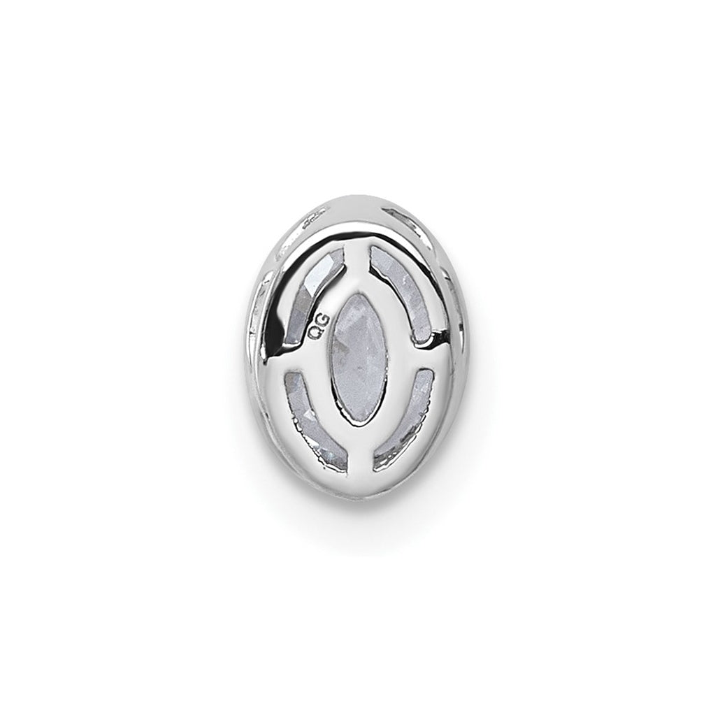 14K Yellow Or White Gold Lab Grown Diamond VS+ F+ Oval Complete Bezel Set Chain Slide Pendant