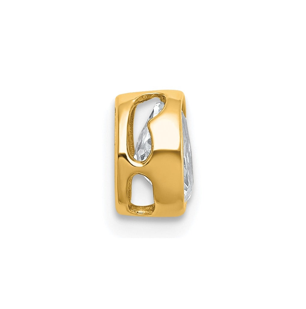 14K Yellow Or White Gold Lab Grown Diamond VS+ F+ Oval Complete Bezel Set Chain Slide Pendant