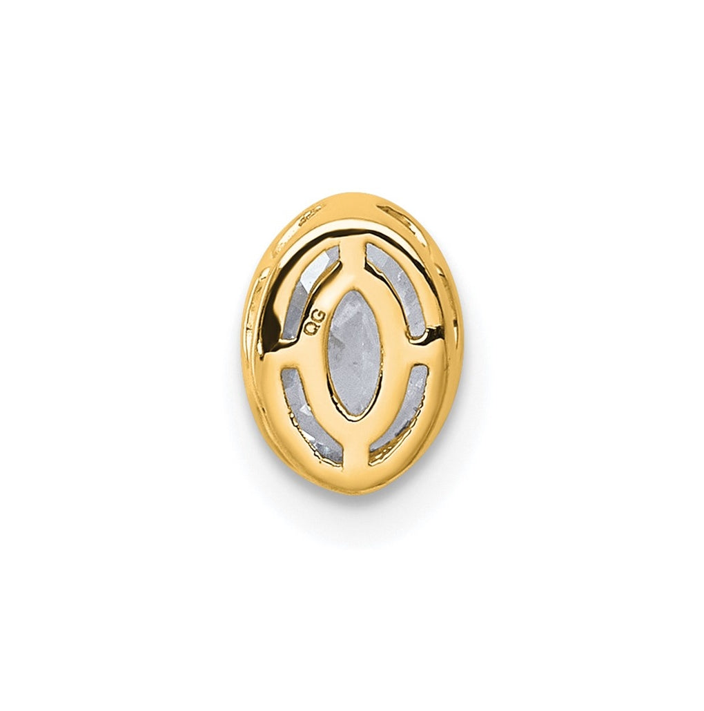 14K Yellow Or White Gold Lab Grown Diamond VS+ F+ Oval Complete Bezel Set Chain Slide Pendant