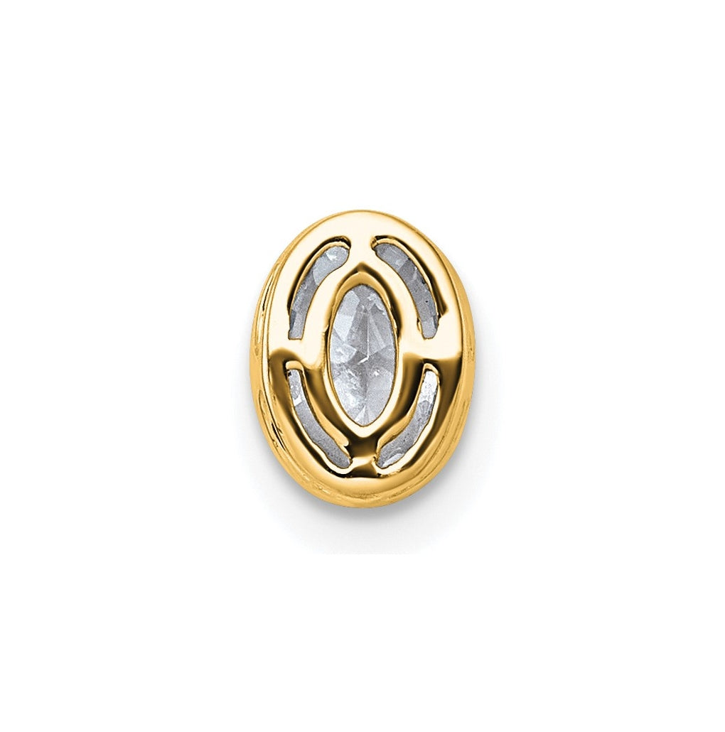 14K Yellow Or White Gold Lab Grown Diamond VS+ F+ Oval Complete Bezel Set Chain Slide Pendant