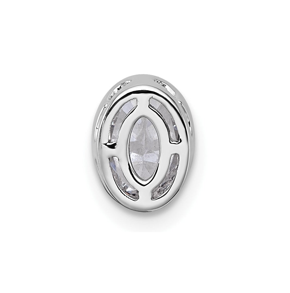 14K Yellow Or White Gold Lab Grown Diamond VS+ F+ Oval Complete Bezel Set Chain Slide Pendant
