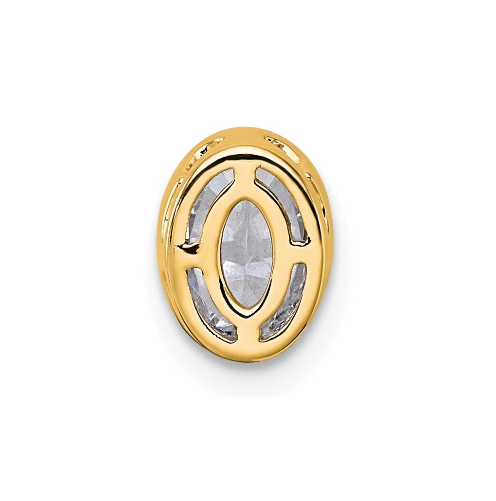 14K Yellow Or White Gold Lab Grown Diamond VS+ F+ Oval Complete Bezel Set Chain Slide Pendant
