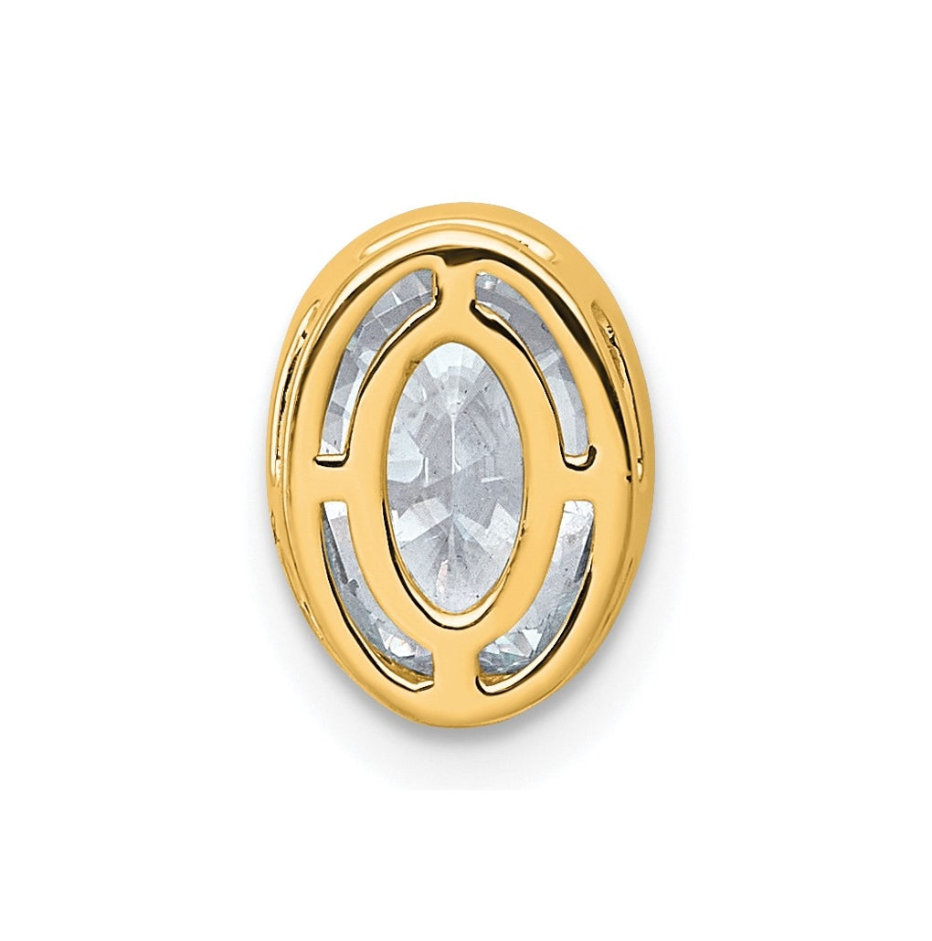14K Yellow Or White Gold Lab Grown Diamond VS+ F+ Oval Complete Bezel Set Chain Slide Pendant