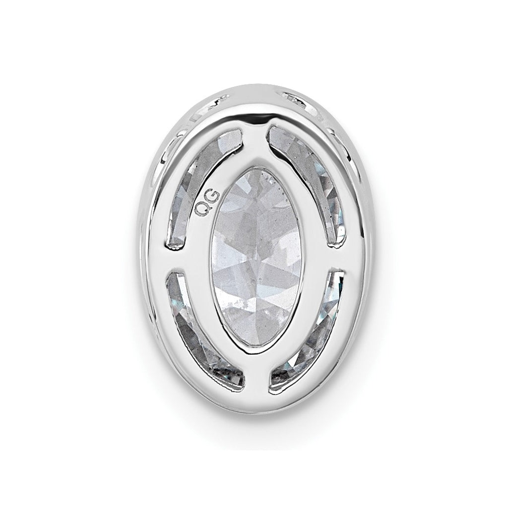 14K Yellow Or White Gold Certified Lab Grown Diamond VS+ F+ Oval Complete Bezel Set Chain Slide Pendant