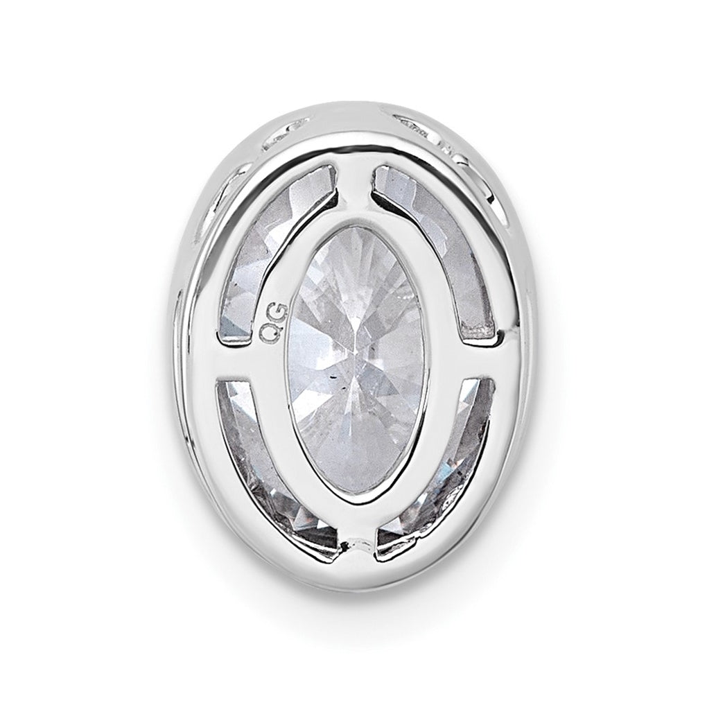 14K Yellow Or White Gold Certified Lab Grown Diamond VS+ F+ Oval Complete Bezel Set Chain Slide Pendant