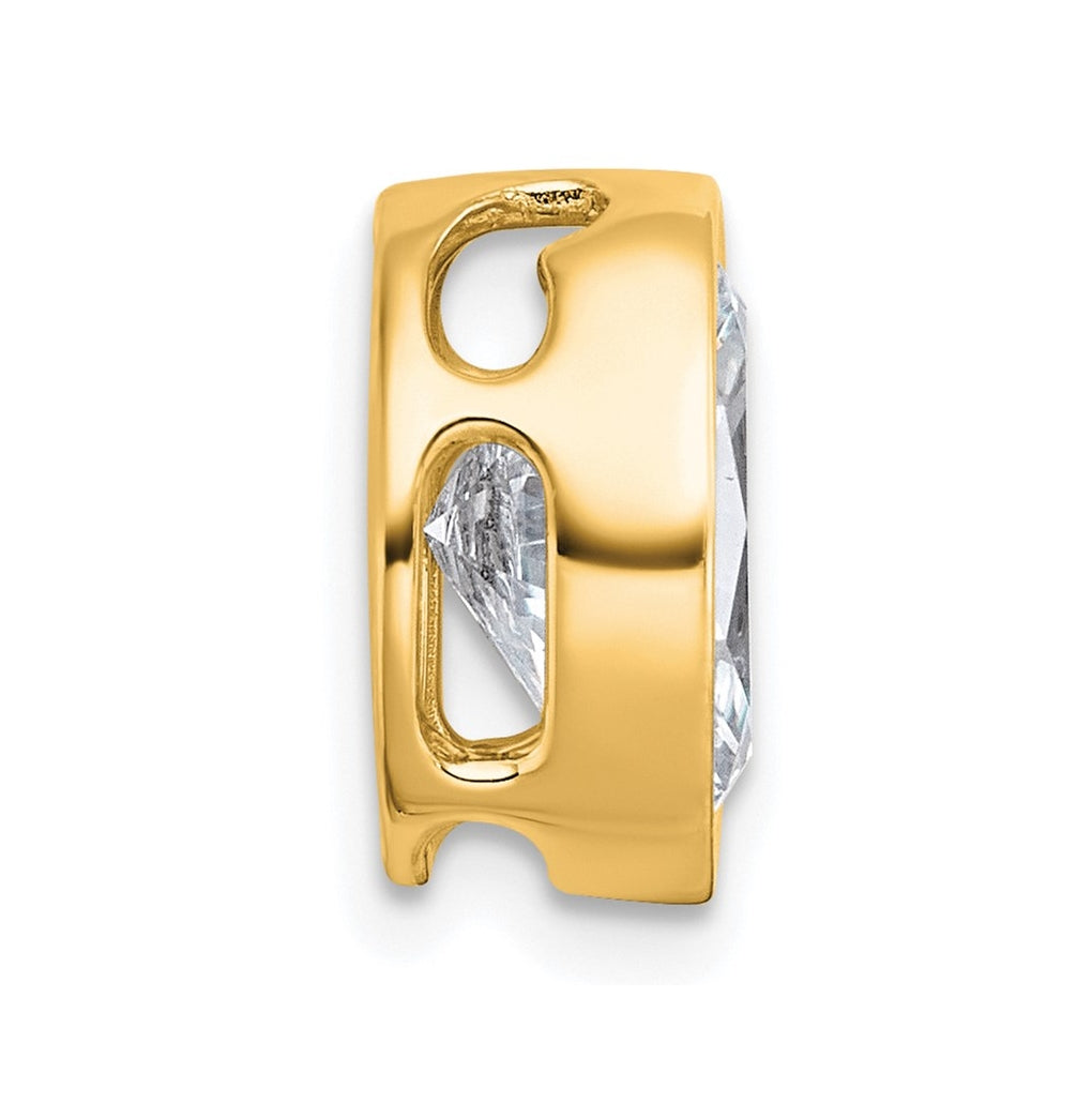 14K Yellow Or White Gold Lab Grown Diamond VS+ F+ Oval Complete Bezel Set Chain Slide Pendant