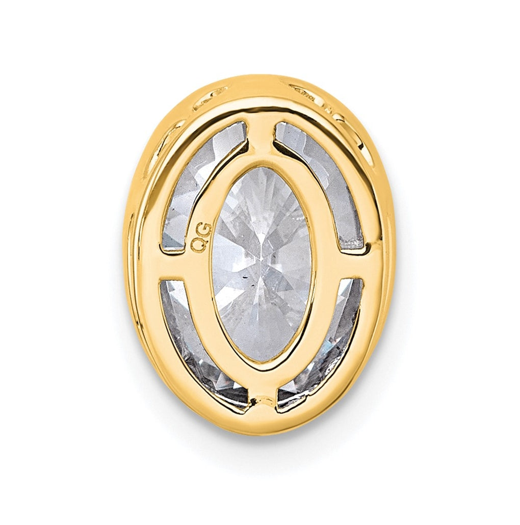 14K Yellow Or White Gold Certified Lab Grown Diamond VS+ F+ Oval Complete Bezel Set Chain Slide Pendant
