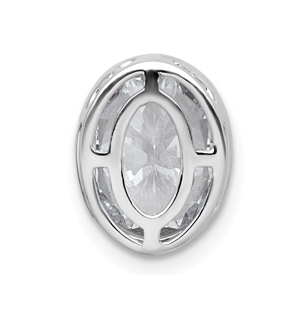 14K Yellow Or White Gold Lab Grown Diamond VS+ F+ Oval Complete Bezel Set Chain Slide Pendant