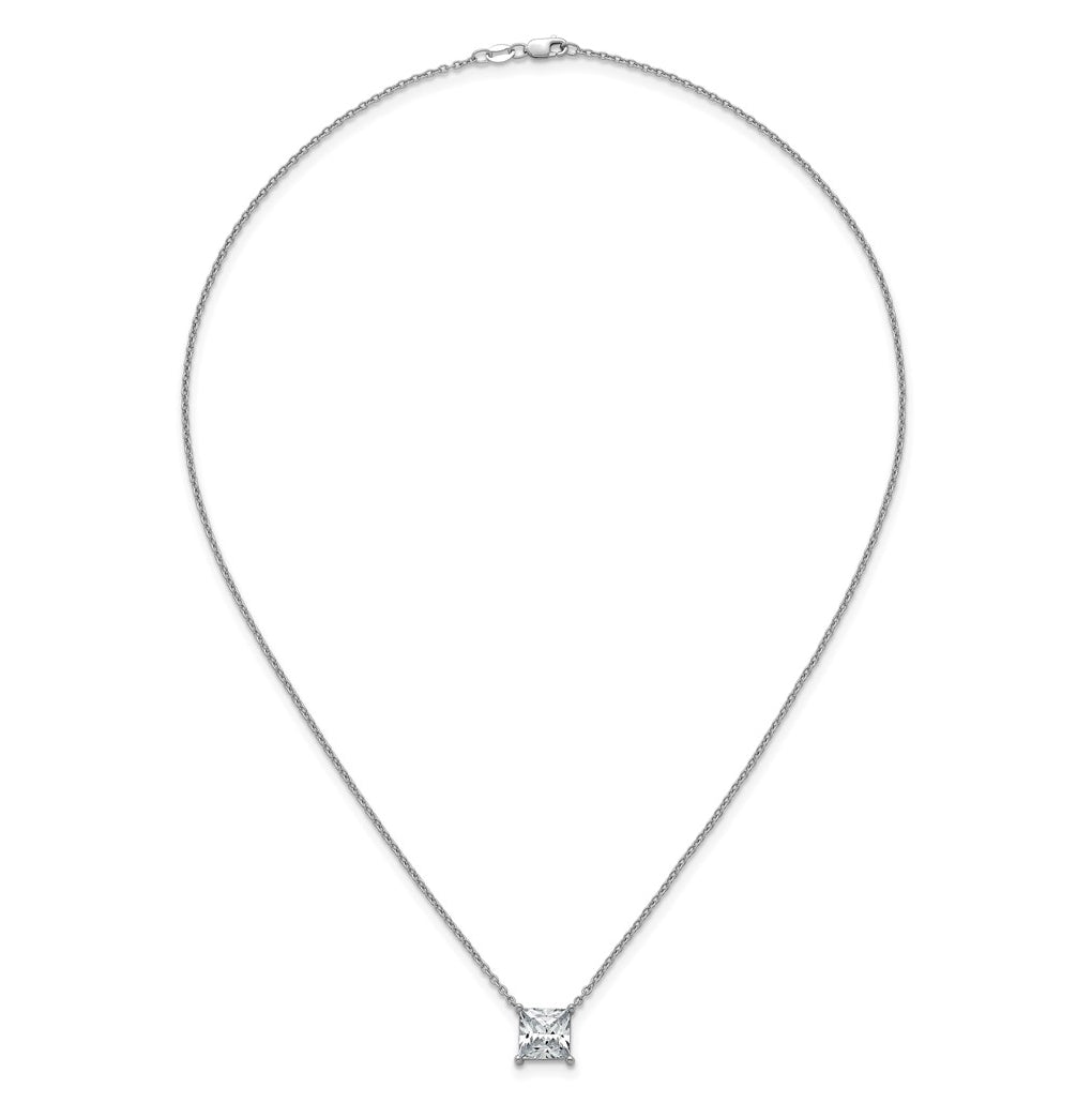 14K Yellow Or White Gold Lab Grown Diamond VS+ F+ Princess Complete 18 inch Four Prong Pendant Necklace