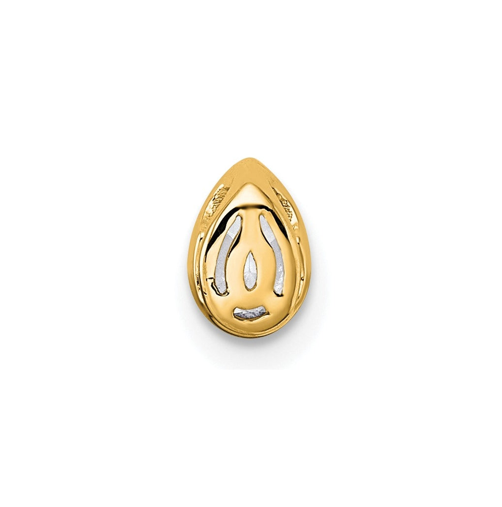14K Yellow Or White Gold Lab Grown Diamond VS+ F+ Pear Complete Bezel Set Solitaire Chain Slide Pendant