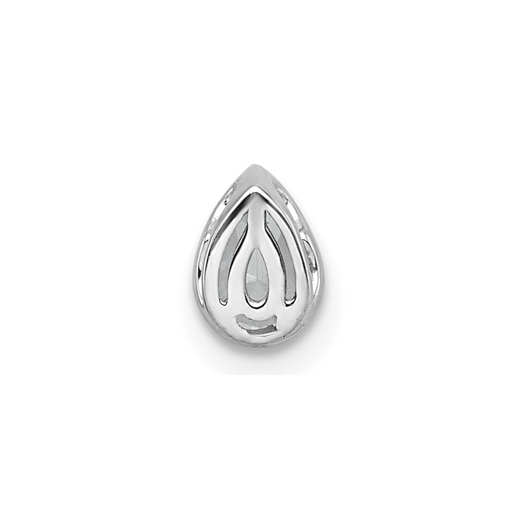 14K Yellow Or White Gold Lab Grown Diamond VS+ F+ Pear Complete Bezel Set Solitaire Chain Slide Pendant