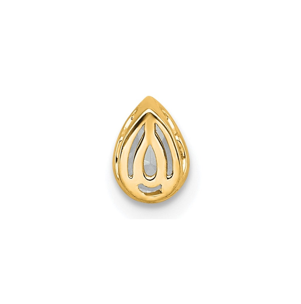 14K Yellow Or White Gold Lab Grown Diamond VS+ F+ Pear Complete Bezel Set Solitaire Chain Slide Pendant
