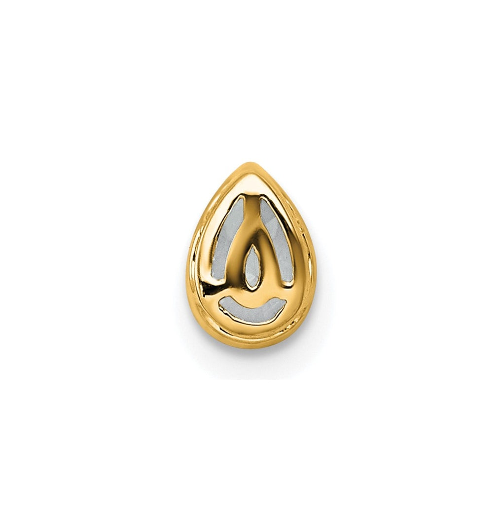 14K Yellow Or White Gold Lab Grown Diamond VS+ F+ Pear Complete Bezel Set Solitaire Chain Slide Pendant