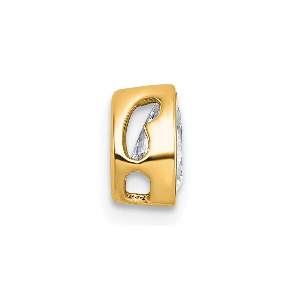 14K Yellow Or White Gold Lab Grown Diamond VS+ F+ Pear Complete Bezel Set Solitaire Chain Slide Pendant