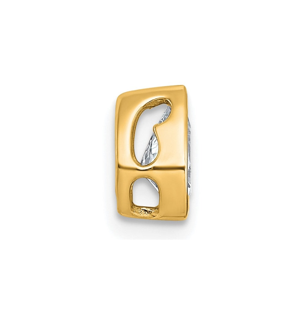 14K Yellow Or White Gold Lab Grown Diamond VS+ F+ Pear Complete Bezel Set Solitaire Chain Slide Pendant