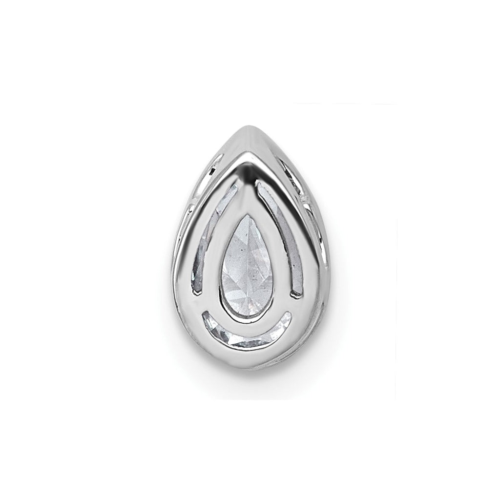 14K Yellow Or White Gold Lab Grown Diamond VS+ F+ Pear Complete Bezel Set Solitaire Chain Slide Pendant