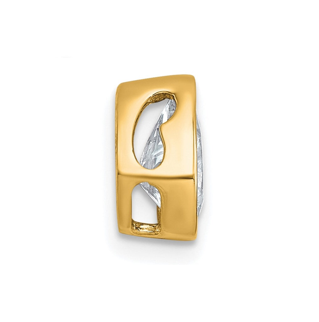 14K Yellow Or White Gold Lab Grown Diamond VS+ F+ Pear Complete Bezel Set Solitaire Chain Slide Pendant