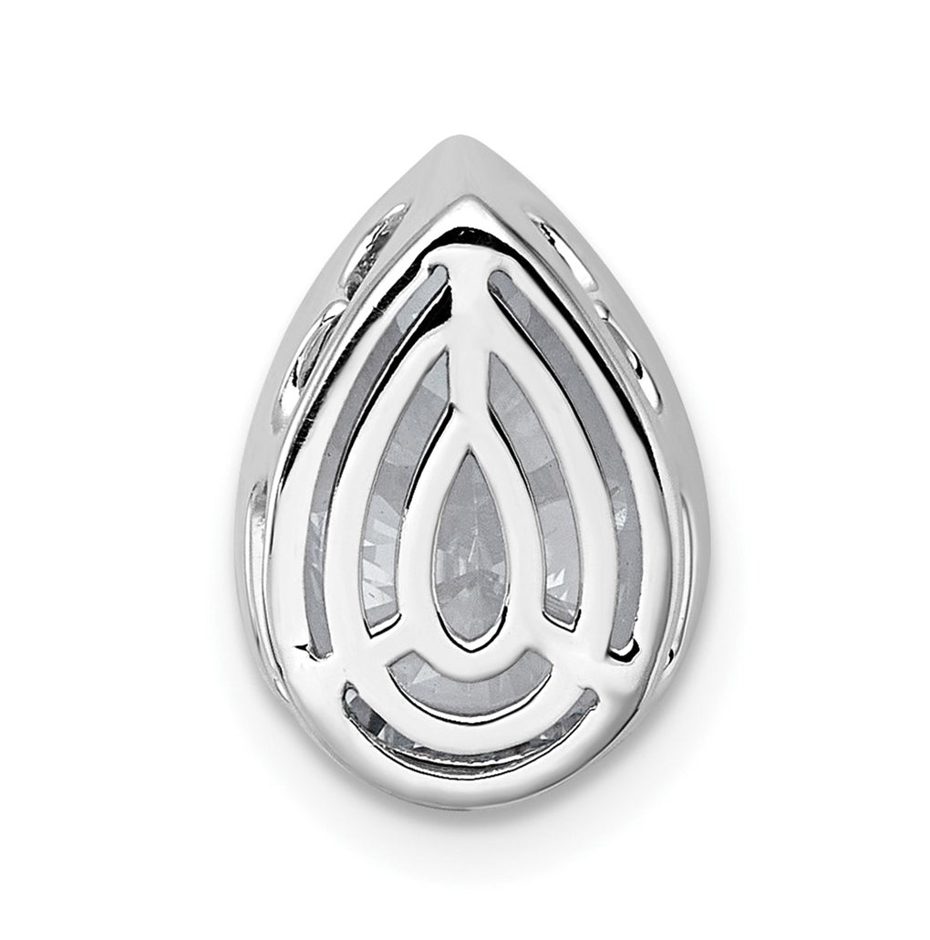 14K Yellow Or White Gold Lab Grown Diamond VS+ F+ Pear Complete Bezel Set Solitaire Chain Slide Pendant