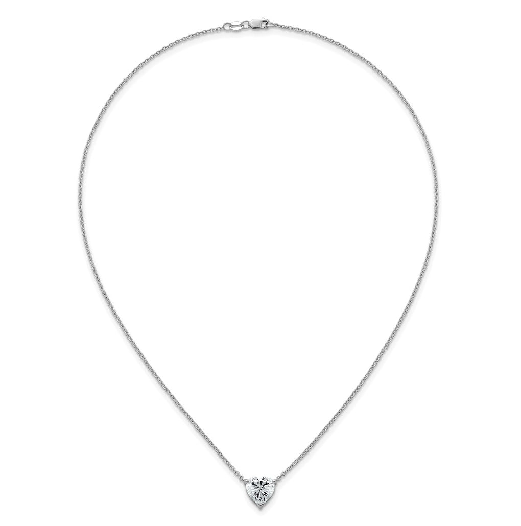 14K Yellow Or White Gold Certified Lab Grown Diamond VS+ F+ Heart Complete 18 inch Three Prong Pendant Necklace