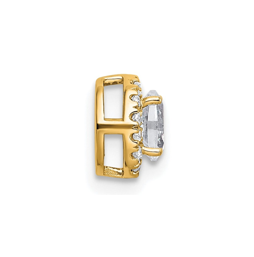 14K Yellow Or White Gold Lab Grown Diamond VS+ F+ Round Complete Halo Chain Slide Pendant
