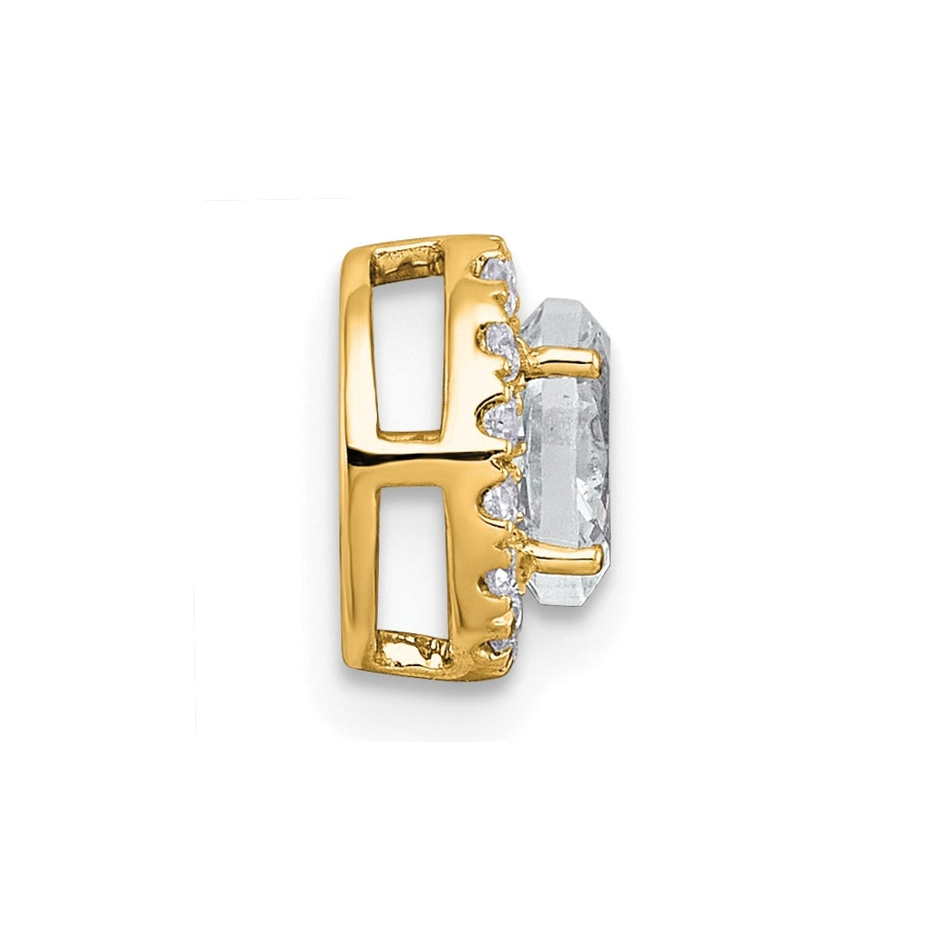 14K Yellow Or White Gold Lab Grown Diamond VS+ F+ Round Complete Halo Chain Slide Pendant