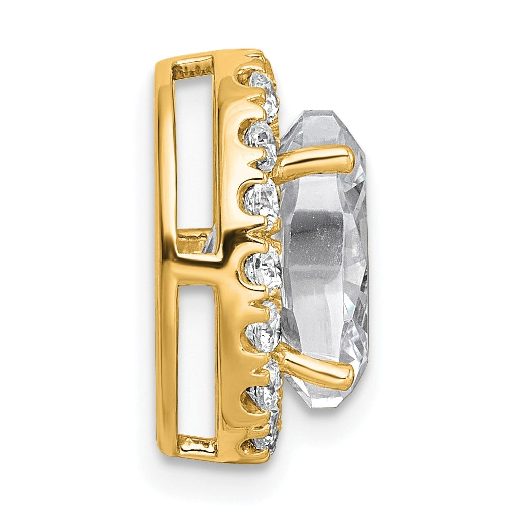 14K Yellow Or White Gold Lab Grown Diamond VS+ F+ Round Complete Halo Chain Slide Pendant