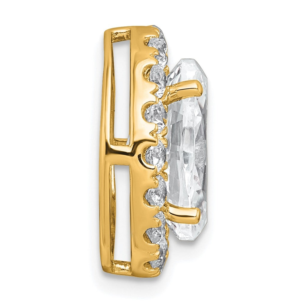 14K Yellow Or White Gold Lab Grown Diamond VS+ F+ Round Complete Halo Chain Slide Pendant