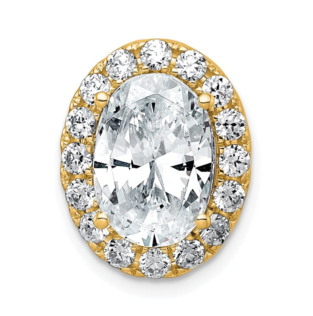 14K Yellow Or White Gold Lab Grown Diamond VS+ F+ Round Complete Halo Chain Slide Pendant