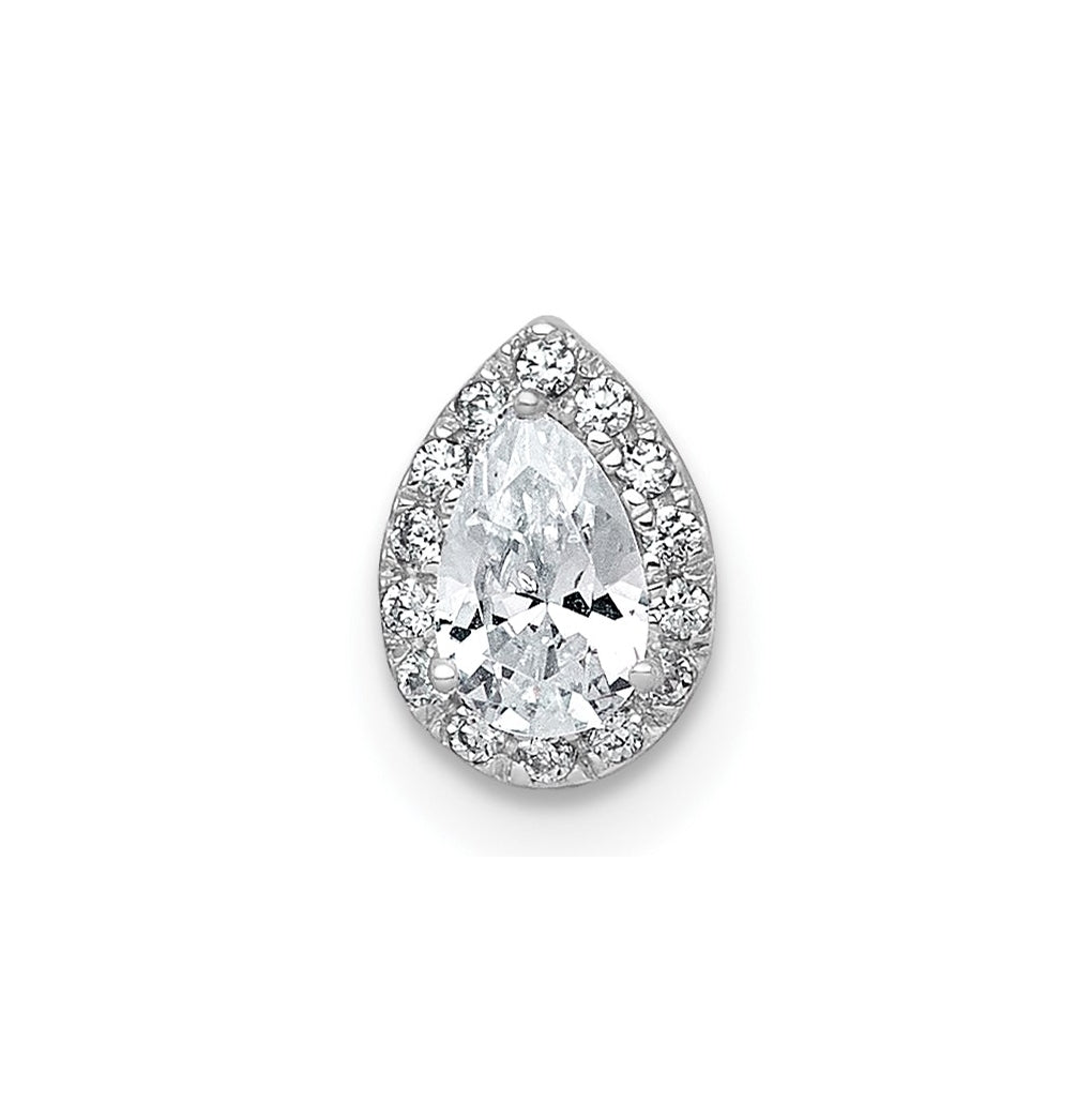 14K Yellow Or White Gold Lab Grown Diamond VS+ F+ Pear Complete Halo Chain Slide Pendant