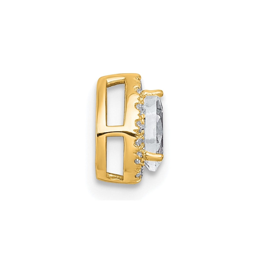 14K Yellow Or White Gold Lab Grown Diamond VS+ F+ Pear Complete Halo Chain Slide Pendant
