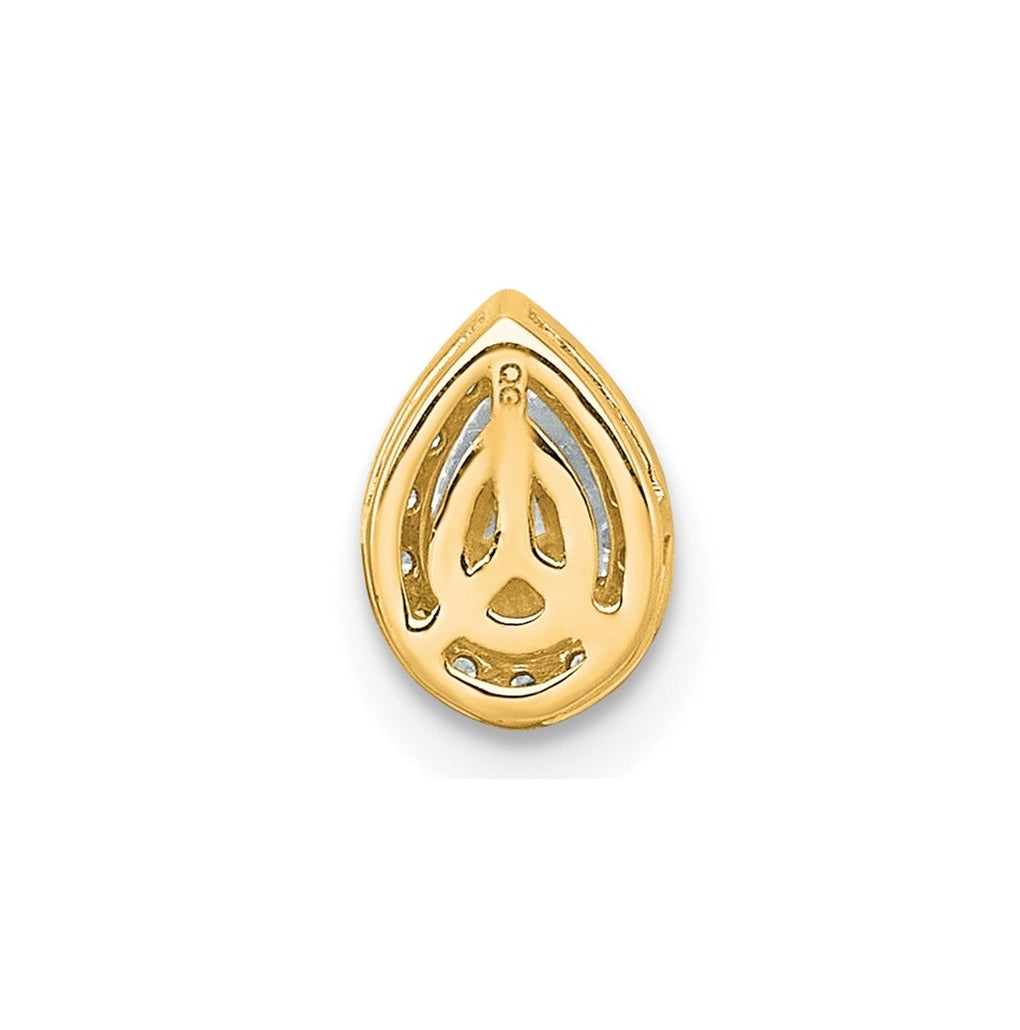 14K Yellow Or White Gold Lab Grown Diamond VS+ F+ Pear Complete Halo Chain Slide Pendant