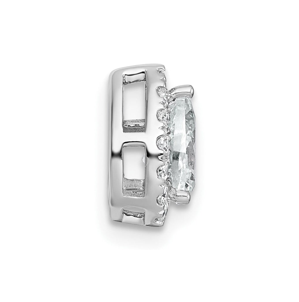 14K Yellow Or White Gold Lab Grown Diamond VS+ F+ Pear Complete Halo Chain Slide Pendant