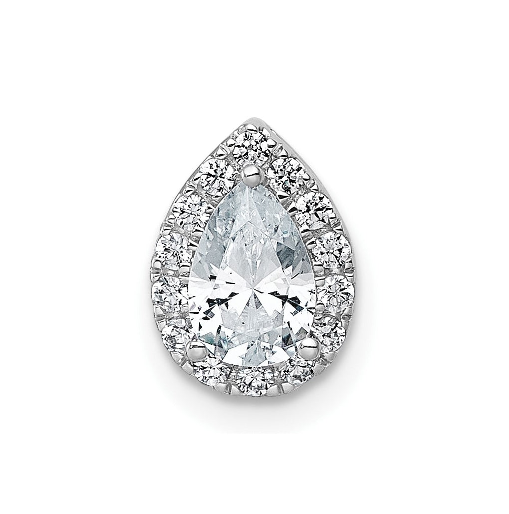 14K Yellow Or White Gold Lab Grown Diamond VS+ F+ Pear Complete Halo Chain Slide Pendant