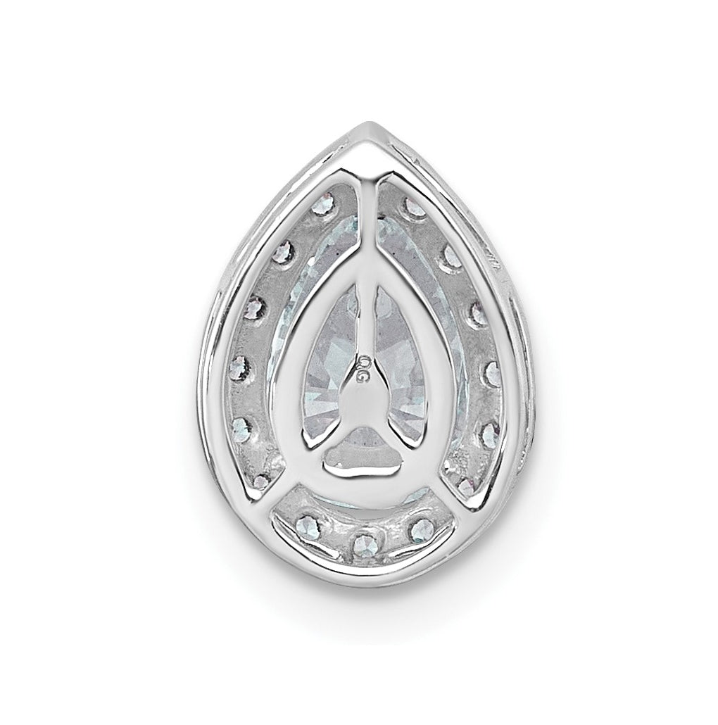 14K Yellow Or White Gold Lab Grown Diamond VS+ F+ Pear Complete Halo Chain Slide Pendant