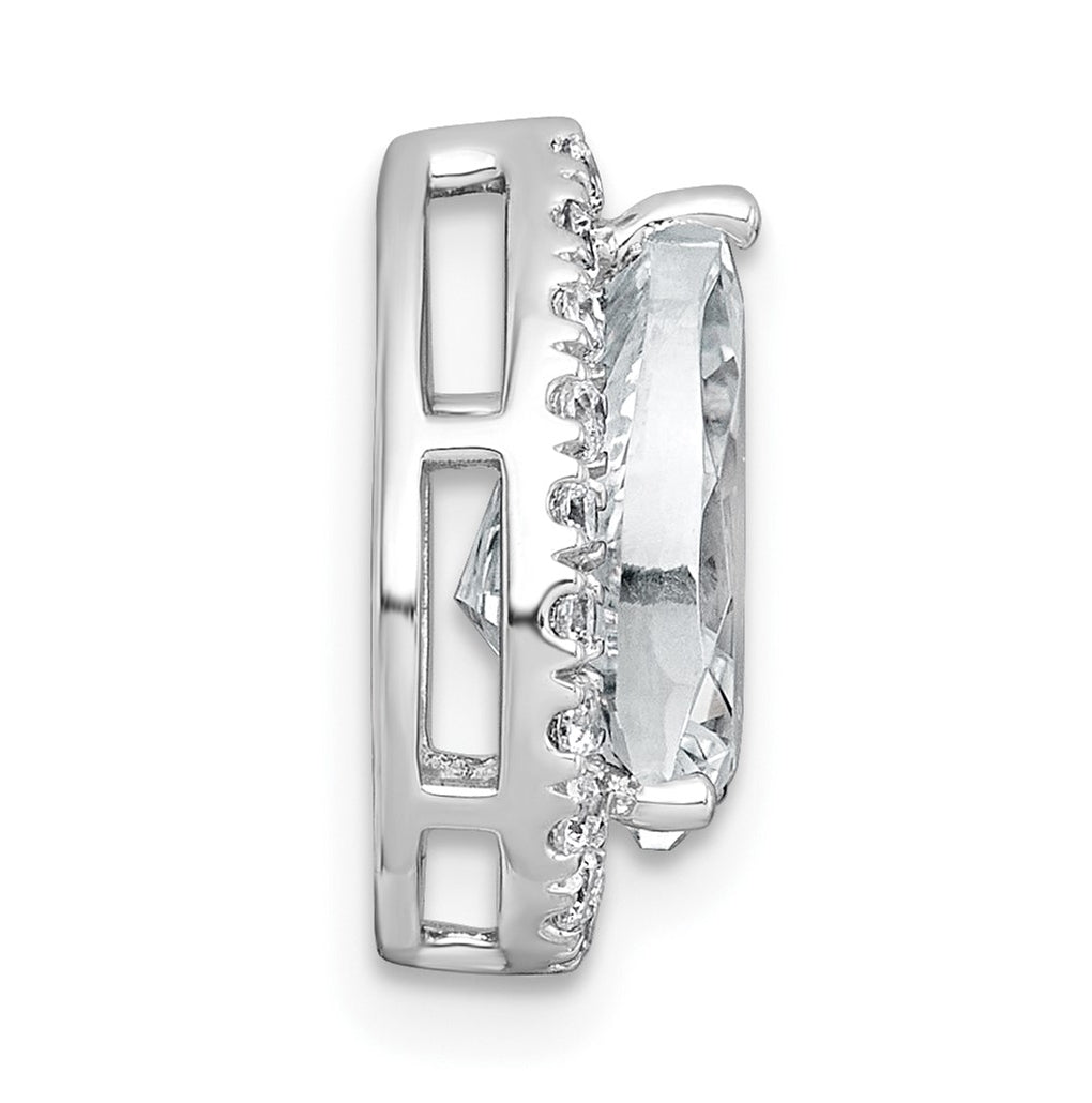 14K Yellow Or White Gold Lab Grown Diamond VS+ F+ Pear Complete Halo Chain Slide Pendant