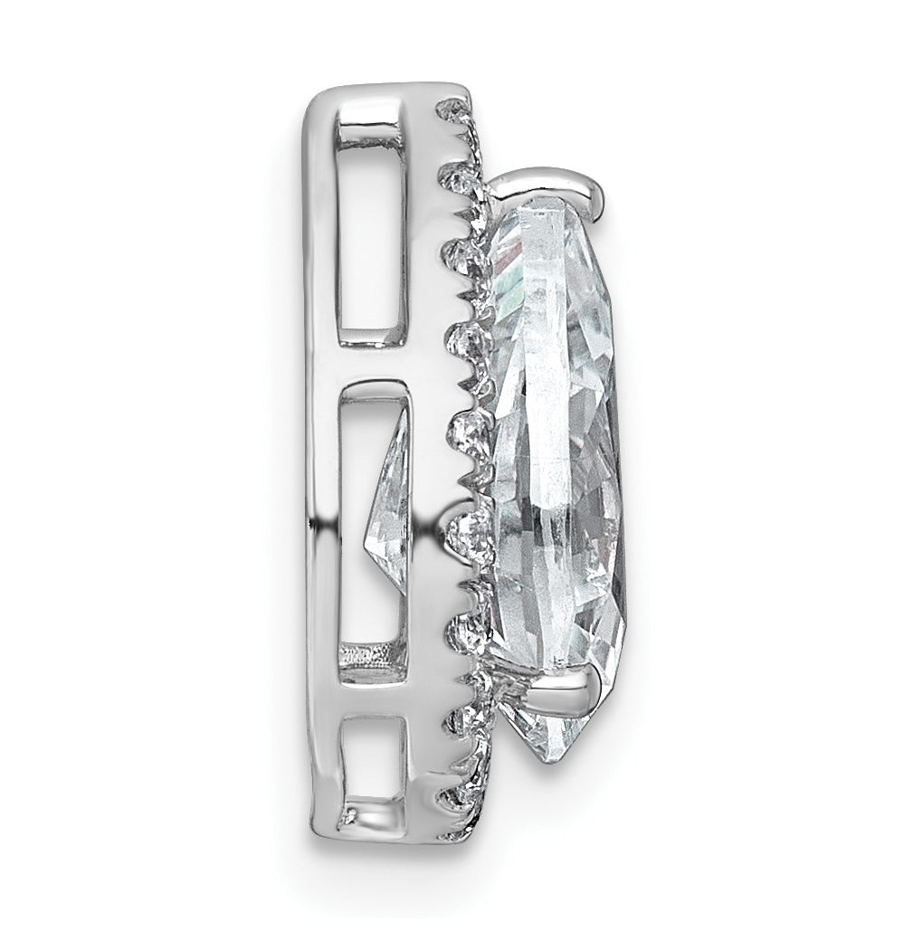 14K Yellow Or White Gold Lab Grown Diamond VS+ F+ Pear Complete Halo Chain Slide Pendant
