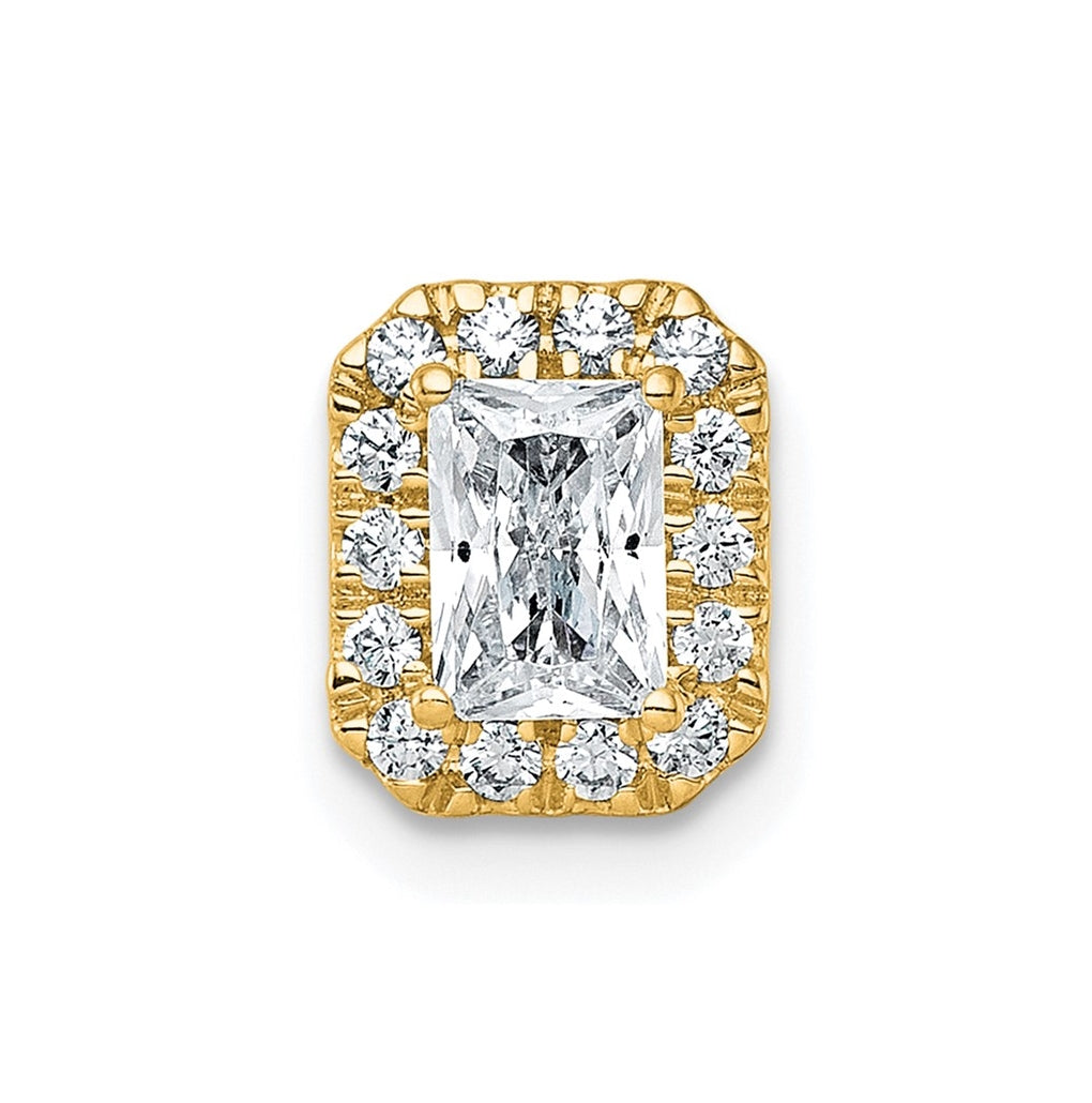 14K Yellow Or White Gold Lab Grown Diamond VS+ F+ Radiant Complete Halo Chain Slide Pendant
