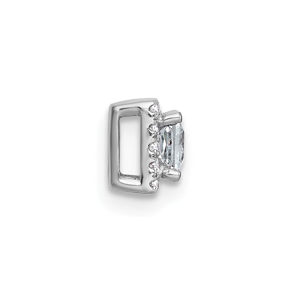 14K Yellow Or White Gold Lab Grown Diamond VS+ F+ Princess Complete Halo Chain Slide Pendant