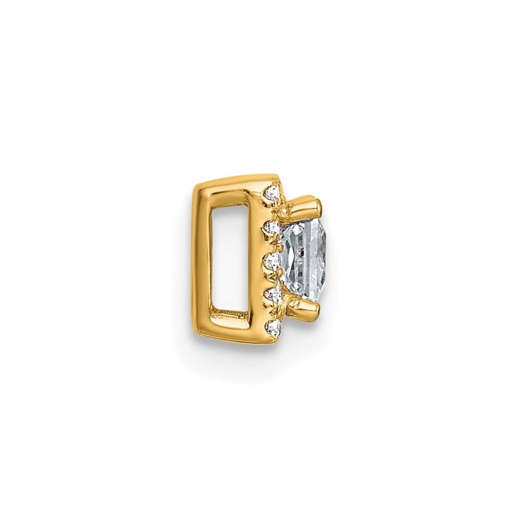 14K Yellow Or White Gold Lab Grown Diamond VS+ F+ Princess Complete Halo Chain Slide Pendant