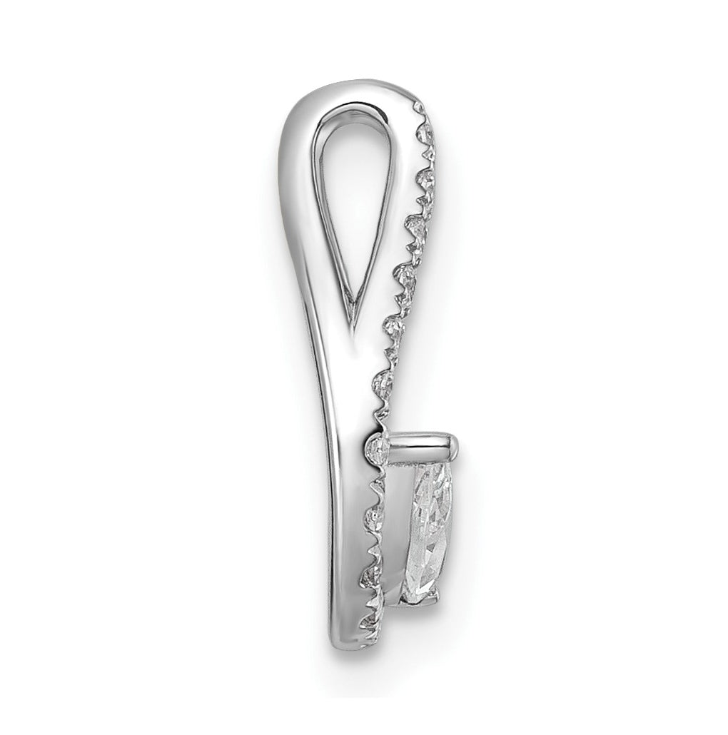 14k White Gold 1/3 carat Lab Grown Diamond VS+ F+ Complete Fashion Teardrop Chain Slide Pendant