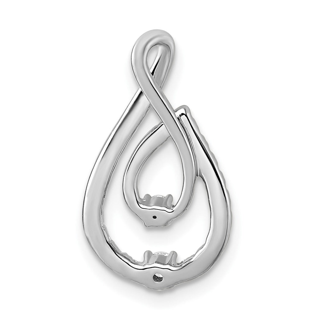 14k White Gold 3/8 carat Lab Grown Diamond VS+ F+ Complete Fashion Teardrop Chain Slide Pendant