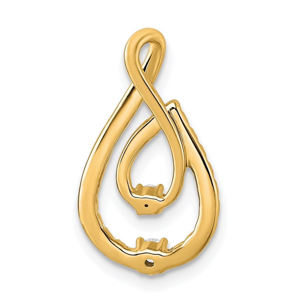 14k Yellow Gold 3/8 carat Lab Grown Diamond VS+ F+ Complete Fashion Teardrop Chain Slide Pendant