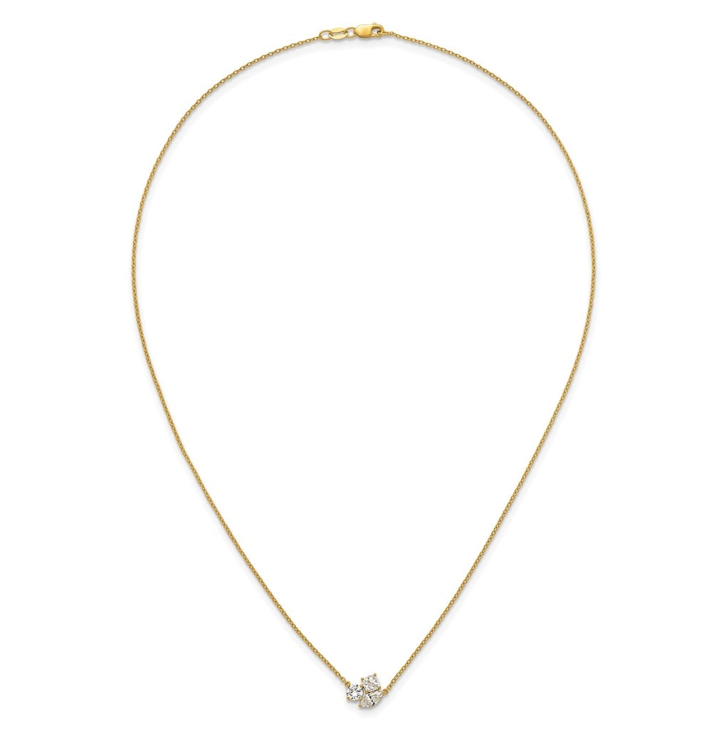 14k Yellow Gold 1 carat Lab Grown Diamond VS+ F+ Complete 18 inch Three Stone Fashion Necklace